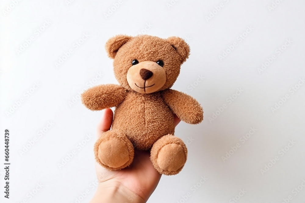 hand hold brown toy bear hand hold brown toy bear
