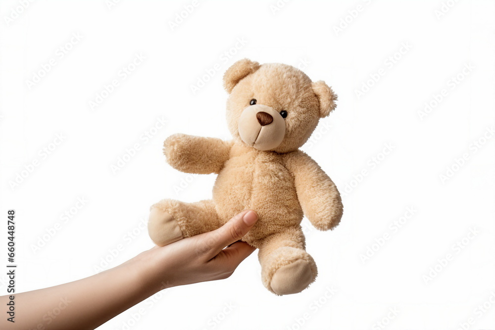 Fototapeta premium hand hold brown toy bear