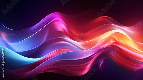 Abstraction colorful waves and lines on the black background, abstract concept