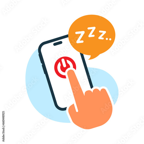 Digital detox, Tech free, Turn off smartphone concept illustration flat design vector. simple, modern graphic for landing page ui, infographic, icon