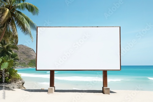 Blank Billboard on Beach, Blank Advertising Billboard