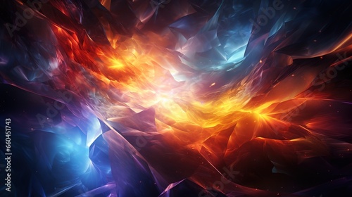 Fototapeta Naklejka Na Ścianę i Meble -  Ice and fire abstract fusion with glowing lights, abstraction concept