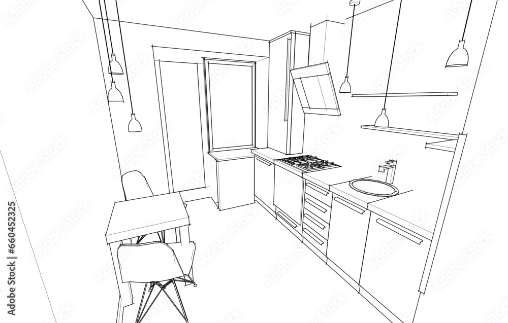 Apartment interior architectural drawing
