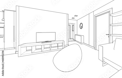 Apartment interior architectural drawing