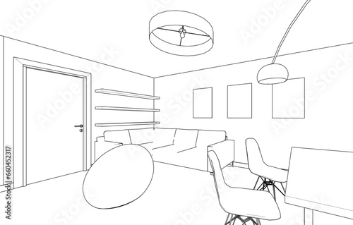 Apartment interior architectural drawing