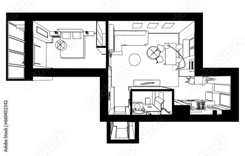 Apartment interior architectural drawing
