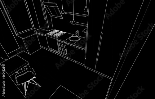 Apartment interior architectural drawing