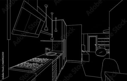 Apartment interior architectural drawing
