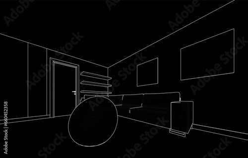 Apartment interior architectural drawing