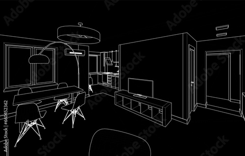 Apartment interior architectural drawing