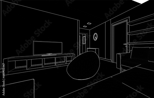 Apartment interior architectural drawing
