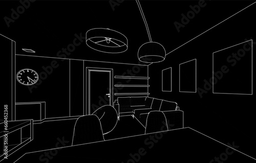 Apartment interior architectural drawing