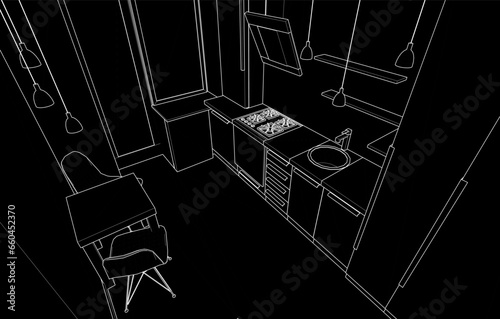 Apartment interior architectural drawing