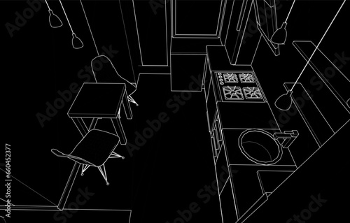 Apartment interior architectural drawing