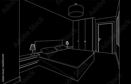 Apartment interior architectural drawing
