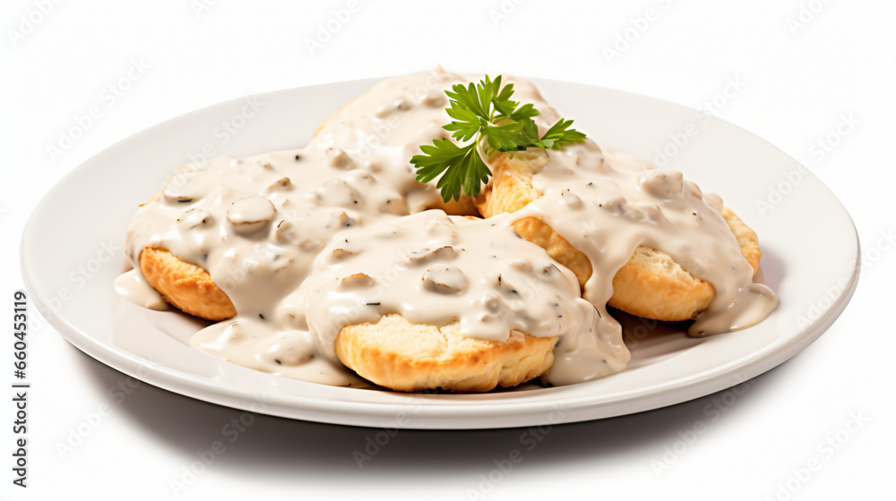 Delicious Plate of Biscuits and Gravy