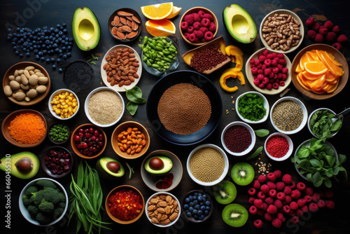 Healthy food  spices with fruits and vegetables