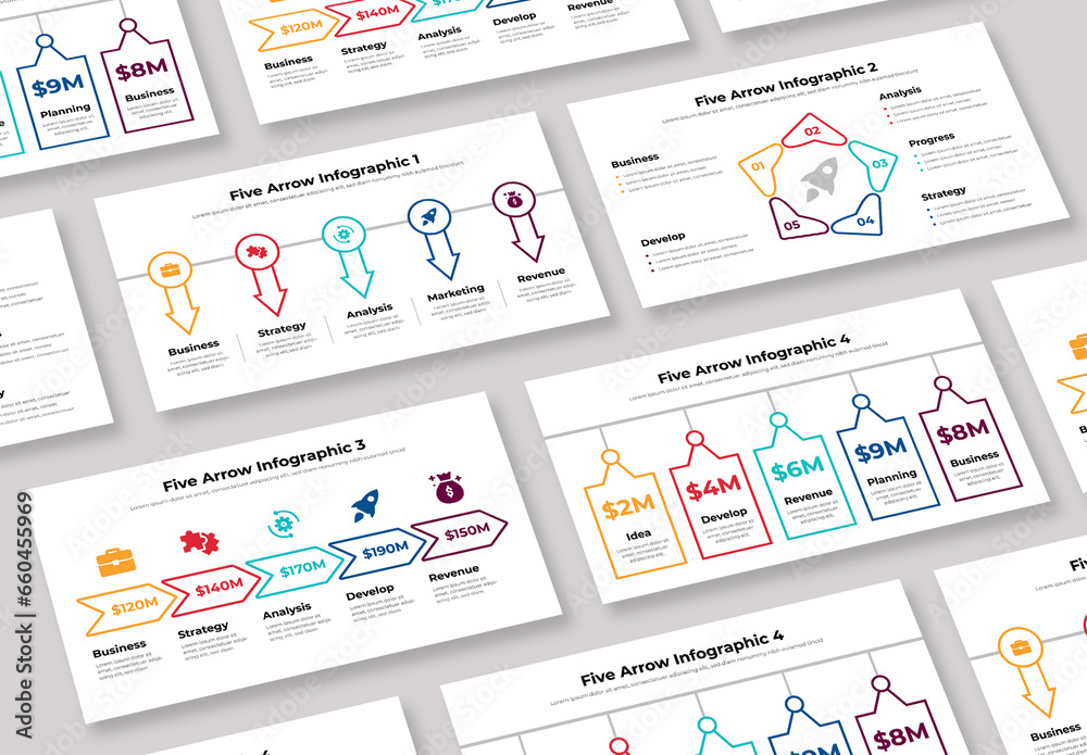 5 Arrow Infographic Design Template Stock Template | Adobe Stock