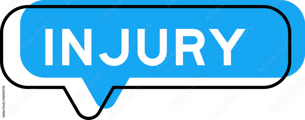 Speech banner and blue shade with word injury on white background Speech banner and blue shade with word injury on white background