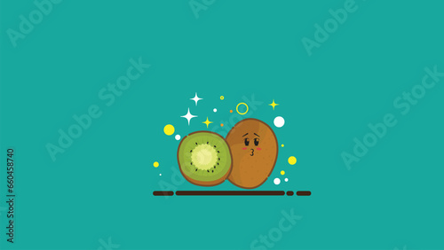 cute character kiwi fruit vector design, kiwi icon, cute kiwi fruit character