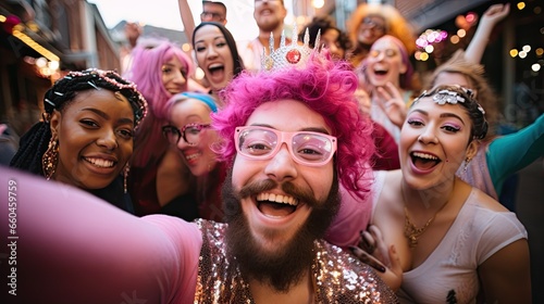 Pride Parade Joy: Selfie of Young Woman Amid LGBTQI Celebration