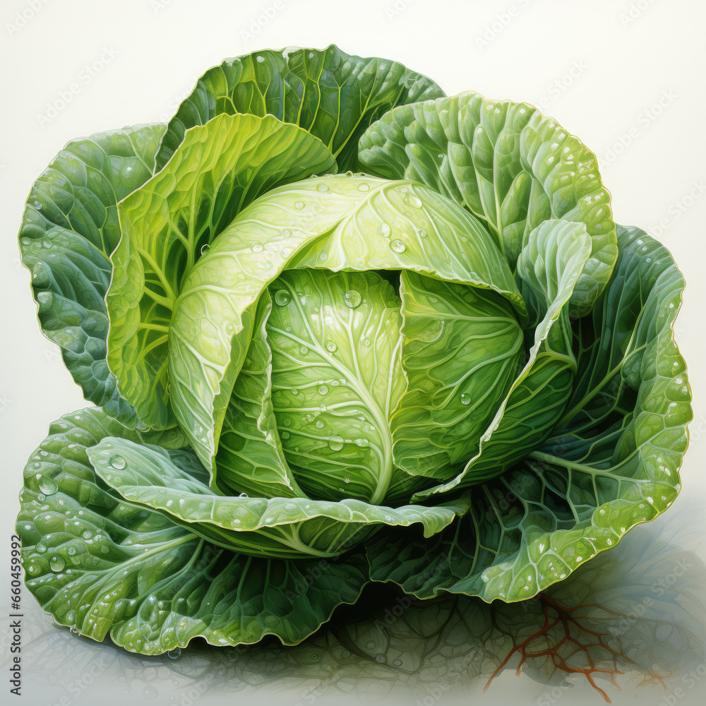 Obraz premium watercolor Cabbage clipart, Generative Ai