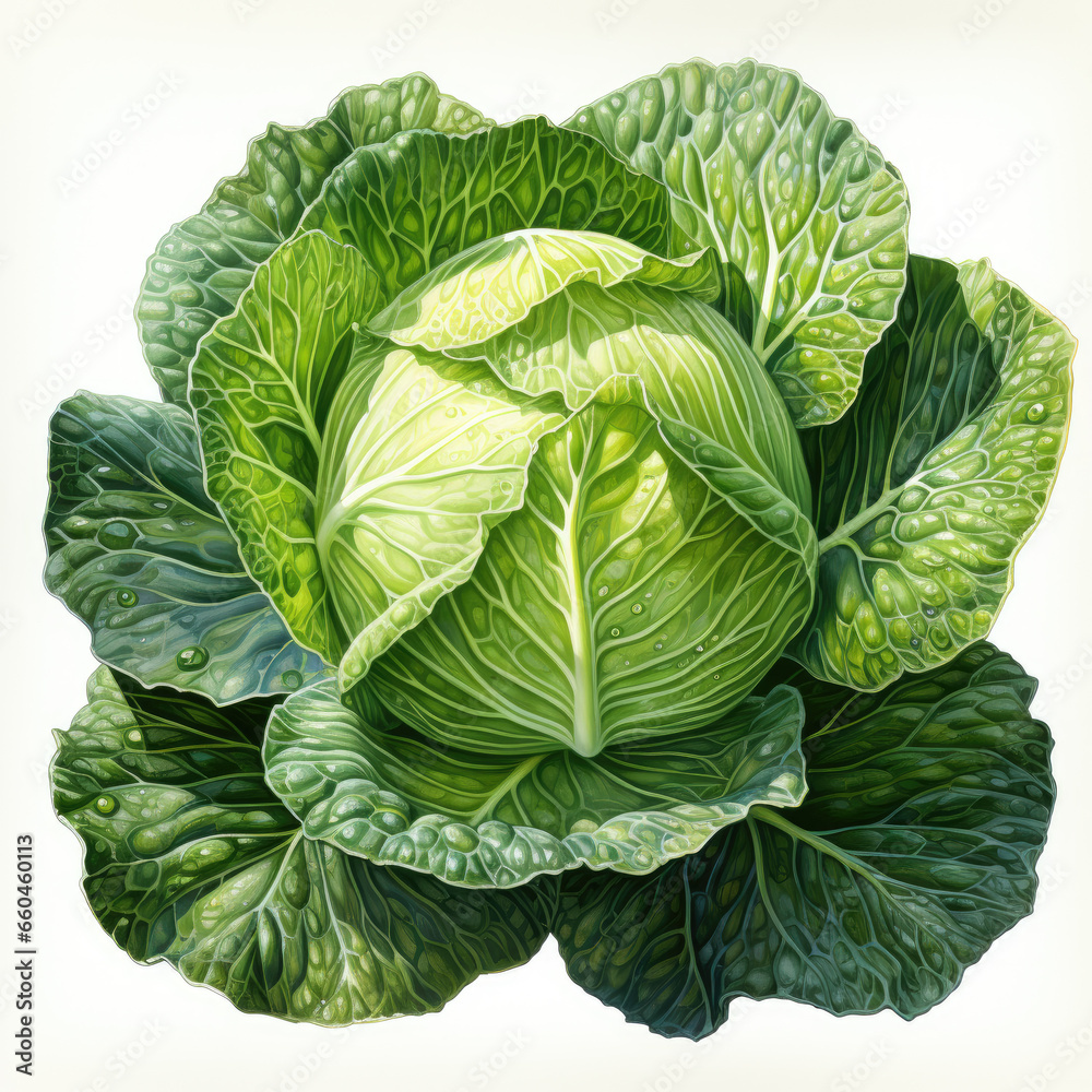 Fototapeta premium watercolor Cabbage clipart, Generative Ai
