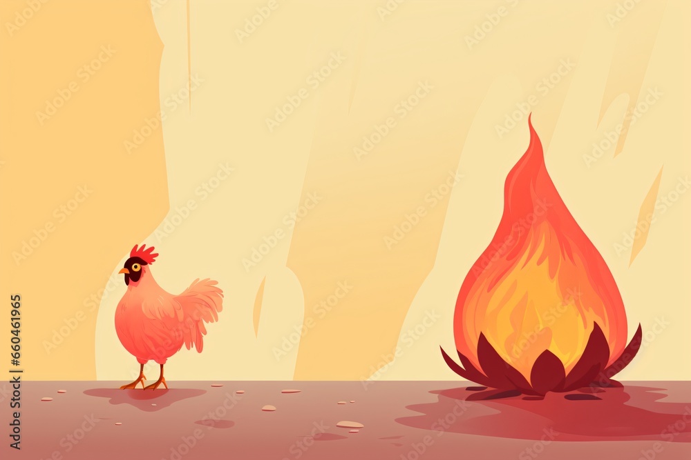 A cartoon illustration of a chicken to raise awareness for animal cruelty - obrazy, fototapety, plakaty 