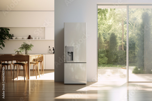 Modern refrigerator for kitchen room in home