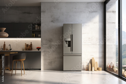 Modern refrigerator for kitchen room in home