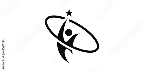logo design with a symbol of caring, successful people, stars