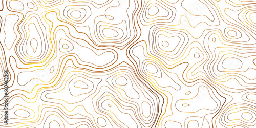 Golden on white contours vector topography stylized height of the lines. The concept of a conditional geography scheme and the terrain path. Map on land vector terrain Illustration.