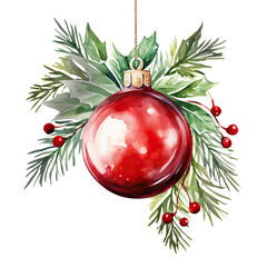 Watercolor Christmas ball isolated clipart