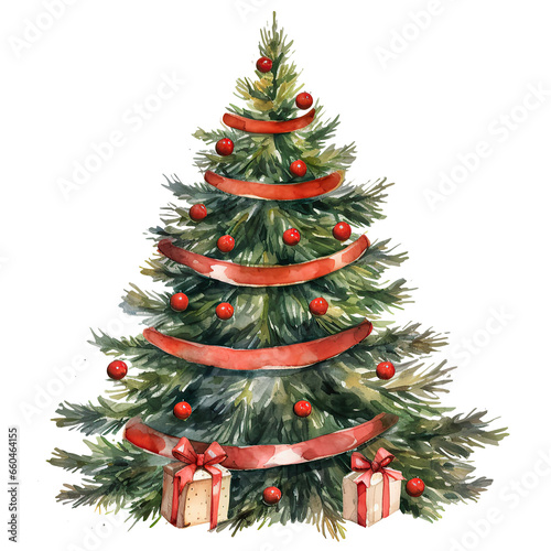 Watercolor Christmas tree isolated clipart