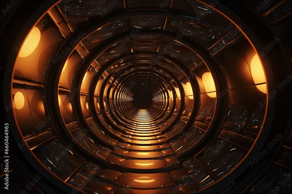 Golden light tunnel for fast motion and time travel Golden light tunnel for fast motion and time travel