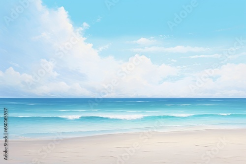 A blue beach with clouds and clear blue sky