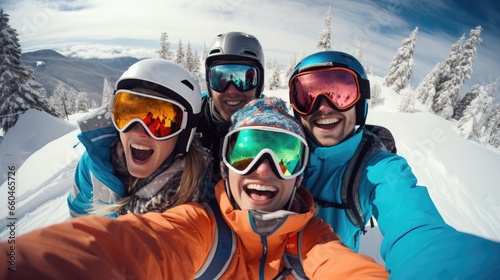 Snowy Slope Selfie- Skier Capturing Winter Memories on the Slopes