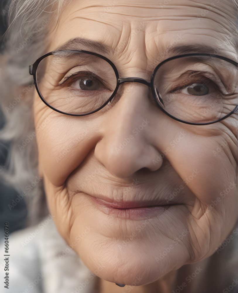 Timeless Beauty: Extremely Close-Up Portrait of a Mature Woman with Healthy, Glowing Skin. generative AI Timeless Beauty: Extremely Close-Up Portrait of a Mature Woman with Healthy, Glowing Skin. generative AI