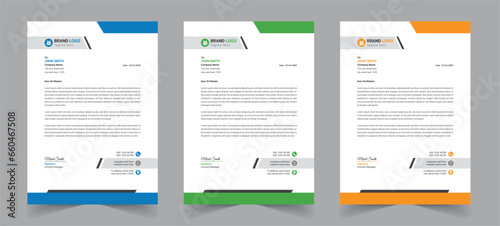 Clean and professional corporate business letterhead template design with color variation bundle