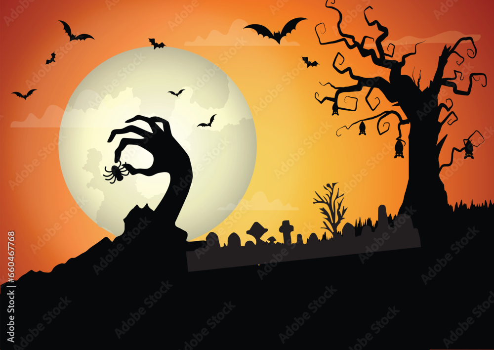 Free vector Halloween background in flat design  with haunted castle in dark night