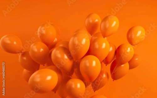 A generative AI image of orange helium party balloons. AI, Generative AI