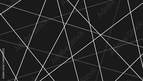 White random diagonal line isolated on black background. Chaotic abstract line background.