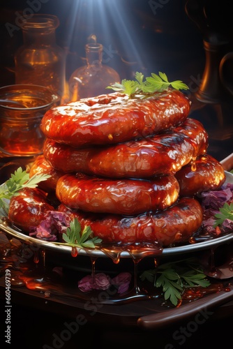 sausages on grill