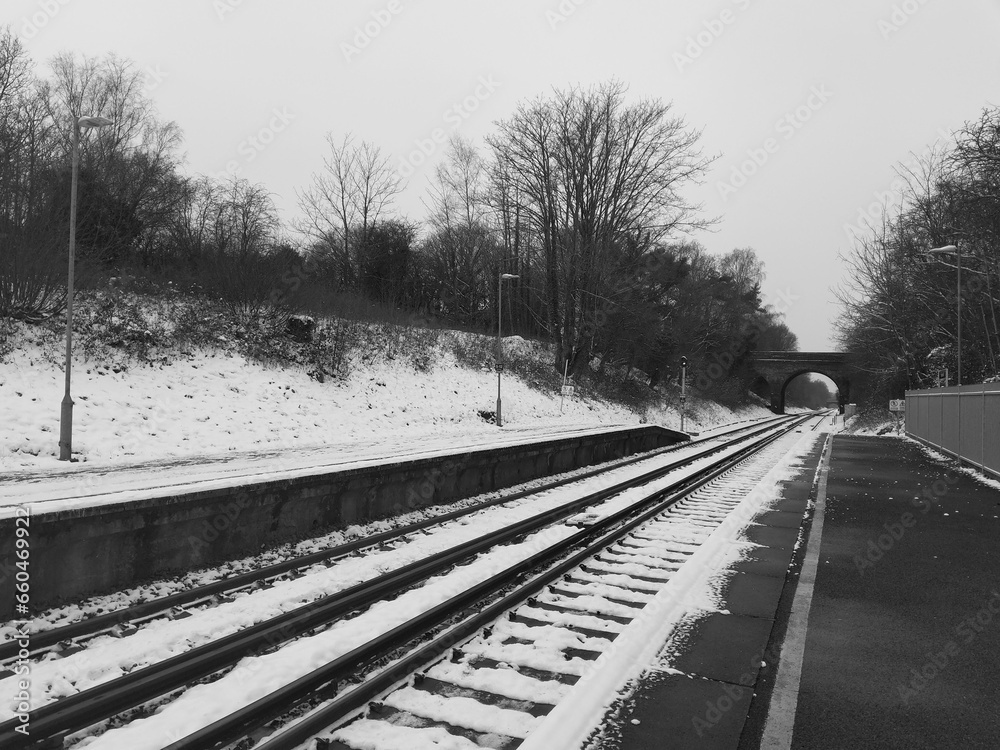 Swanwick Train Station in the Snow, Hampshire, UK