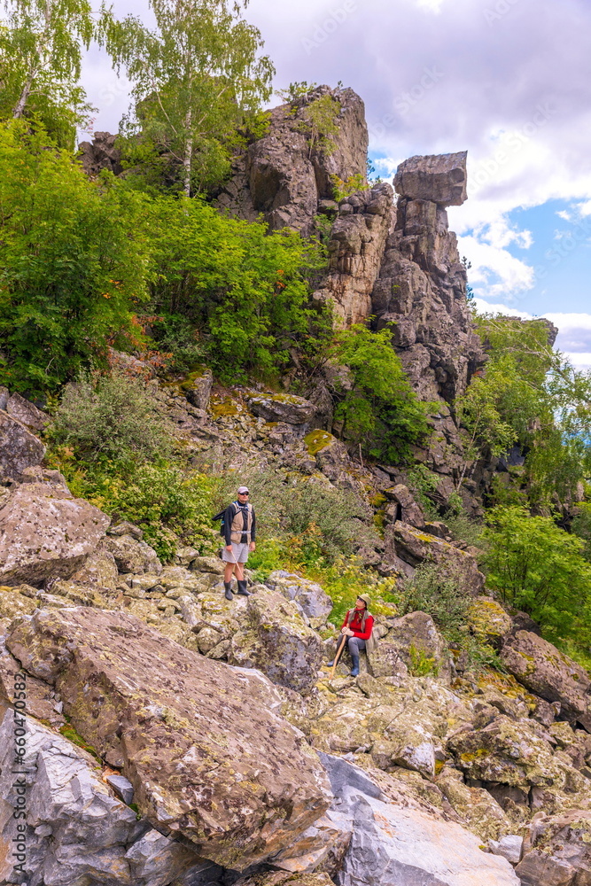beautiful rock outcrops on the Alabia ridge in the Ural mountains on an autumn sunny day. beautiful rock outcrops on the Alabia ridge in the Ural mountains on an autumn sunny day.