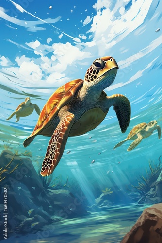 sea turtle swimming © Stasie