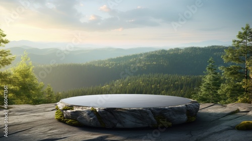 Stone podium on rock platfo...