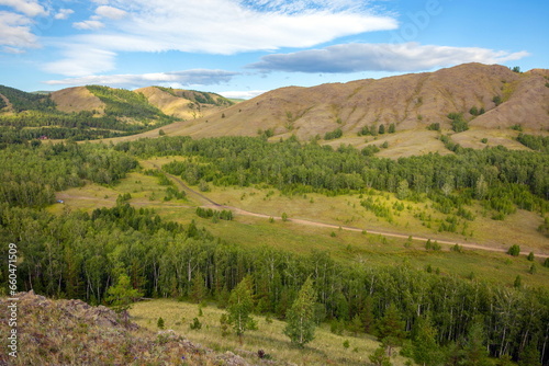 the picturesque Nurali ridge in the uchalinsky district in the southern Urals in the republic of Bashkortostan on a beautiful summer day photo