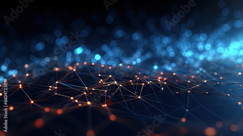 Polygonal grid technology and lens effect depicted in an abstract background Illustrating quantum computing concept suitable for business science and technology Incorporating big data analytics © vxnaghiyev