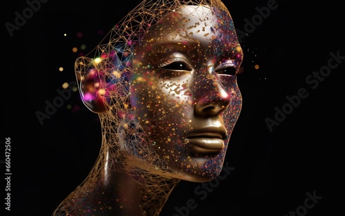 Glittery face with generative. AI, Generative AI